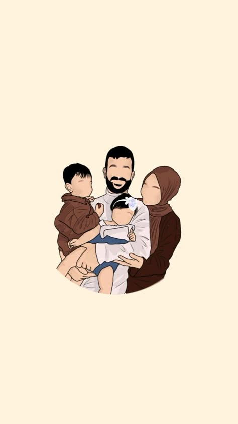 Baby Canvas Art, Newborn Quotes, Embroidery Hoop Art Diy, Baby Canvas, Best Friend Pictures Tumblr, Family Drawing, Muslim Family, Islamic Cartoon, Cartoon Couple