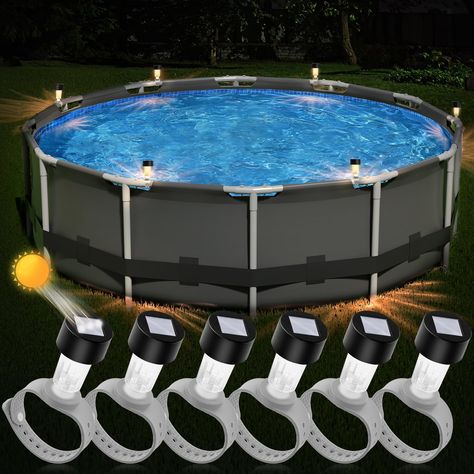 PRICES MAY VARY. 😀PLEASE CONTACT US ONCE YOU NEED US! 💡6 PACK UPGRADED SOLAR POOL LIGHTS - BITIWEND pool lights turn to above ground framed pool design. The strap material is wear-resistant and sunlight-resistant, suitable for round/small flat tubes up to 2.7 inches in diameter. 6-pack warm white lights will light up your pool/backyard fence/garden railing, creating a romantic and cozy atmosphere! 🔋AUTOMATIC LIGHT ON/OFF POOL LIGHTS - Say goodbye to old-fashioned battery-changing lights, this Swimming Pool Fence, Solar Pool Lights, Led Pool, Above Ground Pools, Swimming Pool Accessories, Solar Pool, Pool Lights, Ground Pools, Pool Fence