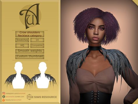 Sims 4 Witch Cc, Sims Fashion, Crow Pose, The Sims Mods, Female Sims, Shoulder Necklace, Crow Tattoo, Sims 4 Characters, Sims House Design