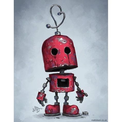 Matt Dixon - Oil Leak Matt Dixon Art, Robots Artworks, Matt Dixon, Cute Robot, Robot Illustration, 3d Figures, Arte Robot, My Funny Valentine, 캐릭터 드로잉