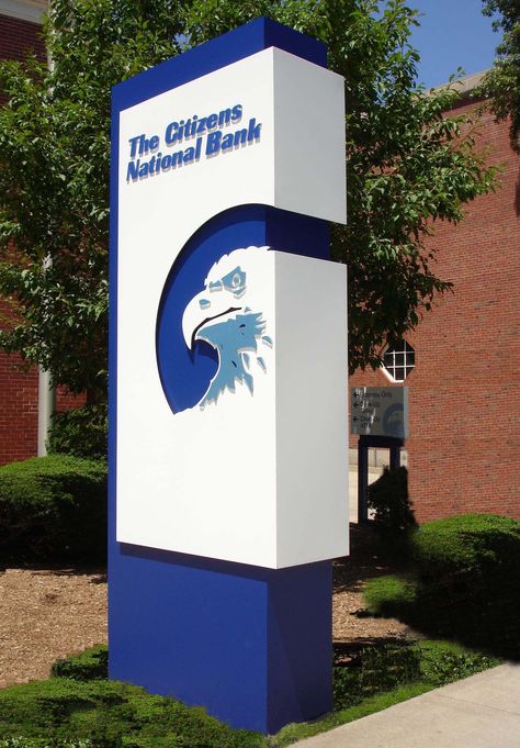 Citizens Bank. Pylon Signage, Design Graphique, Powder Coating, Monument, Exterior, Graphic Design, Architecture, Signs, Quick Saves