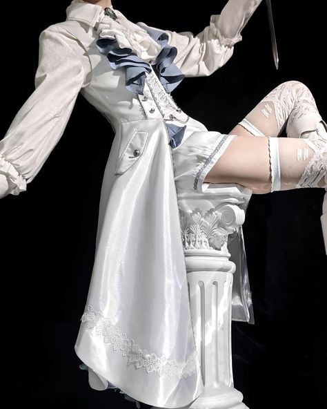 🤍Prince style Ouji fashion outfit: siren ribs embroidery long waistcoat, shirt, shorts and petticoat. 👉Search 'FOGC-127' on devilinspired.com #devilinspired #ouji #oujifashion #oujilolita #lolitacoord #lolitafasion #princestyle Ouji Fashion Female, Ouji Outfit, Prince Style, Aesthetic Reference, Ouji Fashion, Long Waistcoat, Alt Clothes, Fashionable Outfits, Fashion Female