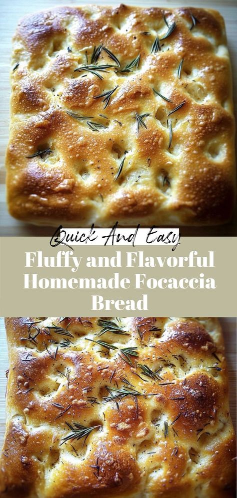 Get ready to indulge in fluffy and flavorful homemade focaccia bread that will elevate any meal! With a rich flavor profile and an inviting aroma, this Italian flatbread is perfect for sharing at gatherings. Using simple ingredients like flour, yeast, and olive oil, you can create bakery-quality bread right in your own kitchen. Enjoy it as a side dish or transform it into a sandwich base. The best part? This easy recipe is suitable for both novice cooks and experienced bakers alike! First Time Bread Recipe, Bread Recipe Using Bread Flour, Fricoccia Bread, Authentic Focaccia Bread Recipe, Sundried Tomato Focaccia Bread, Fast Focaccia Bread Recipe, Homemade Foccacia Bread Quick, 00 Flour Bread Recipes, Diy Focaccia Bread