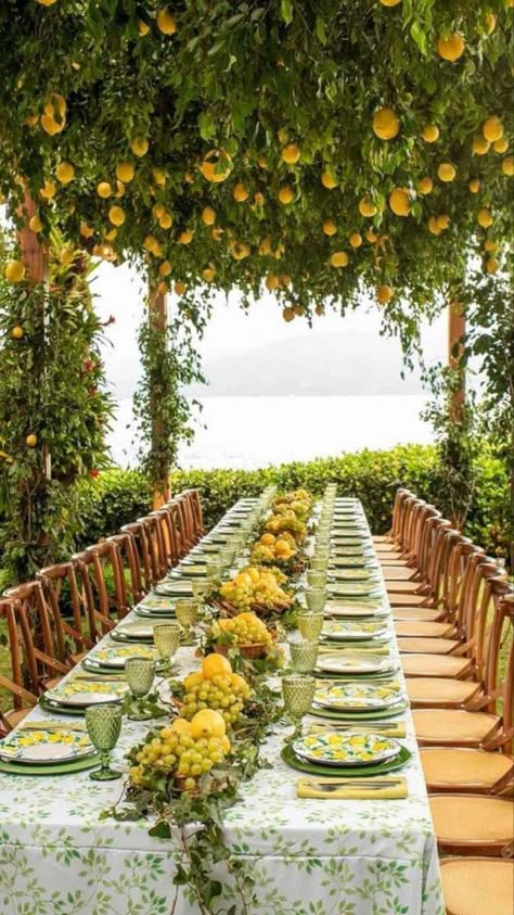 Capri Wedding Decor, Italian Garden Wedding Decor, Limoncello Wedding, Italian Brunch, Sicilian Decor, Pretty Tablescapes, Unique Event Decor, Rustic Italian Wedding, Sicilian Wedding