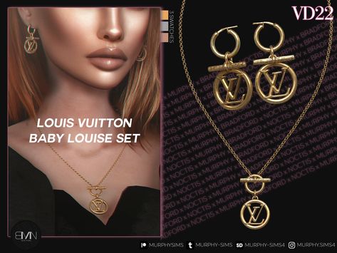 100% new meshes HQ/BG compatible 3 swatches Unisex teen + All LODs Specular maps Custom thumbnails Disallowed for random Sims 4 Louis Vuitton, Sims Accessories Cc, Victorian Sims 4, Louis Vuitton Baby, The Sims 4 Baby, Sims4 Mod, 4 Piercings, Cc Necklace, Sims 4 Cc Accessories