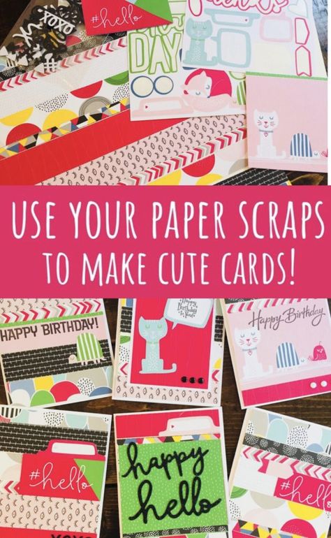 Cards From Scrap Paper, Scrapbook Paper Cards Diy, Scrap Paper Cards Cardmaking, Using Paper Scraps For Cards, Scrapbook Cards Cardmaking, Paper Scrap Cards, Cards From Scraps Ideas, Handmade Cards Using Scraps, Scrappy Cards Paper Scraps