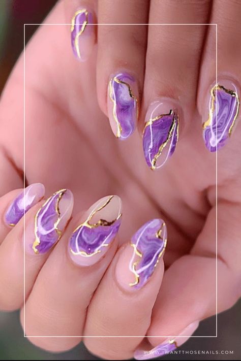 Purple Amethyst Nails Ombre Nail Art Designs Purple, Nail Art Ideas Purple, Amethyst Acrylic Nails, February Birthday Nails Short, Acrylic Nail Designs Birthday Art Ideas, Nail Designs Purple And Gold, Purple White Nails Designs, Purple Manicure Designs, Wedding Purple Nails