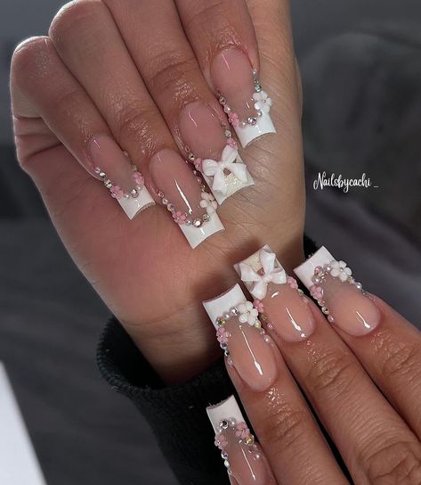 Extra Baddie Nails, Promotion Nails, Gem Nail Designs, Quinceanera Nails, Girly Acrylic Nails, Cute Acrylic Nail Designs, Classy Acrylic Nails, Short Square Acrylic Nails, Really Cute Nails