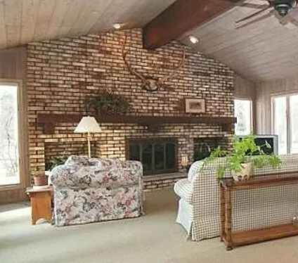 I need advice for updating a very large brick fireplace wall | Hometalk Resurfacing Brick Fireplace, Large Fireplace Makeover, Large Brick Fireplace Wall, Large Brick Fireplace Makeover, Midcentury Fireplaces, Large Brick Fireplace, Brick Fireplace Remodel, Brick Fireplace Wall, Brick Living Room