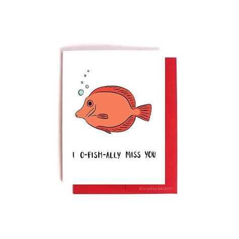 Miss You Funny, I Miss You Card, Worship Ideas, Punny Cards, O Fish Ally, Funny Note, Pickup Lines, Family Worship, Birthday Cards For Mom