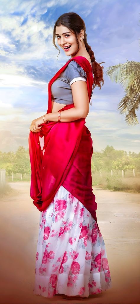 Payal Rajput Hottest, Rajput Saree, Payal Rajput, Colour Combinations Fashion, Beauty Pictures, Indian Actress Hot Pics, Hot Pics, Half Saree, India Beauty