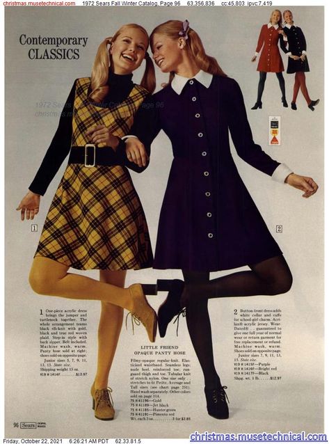 1972 Sears Fall Winter Catalog, Page 96 - Catalogs & Wishbooks 70s Teenage Fashion, 40s Mode, 60s 70s Fashion, 60s And 70s Fashion, 70s Inspired Fashion, 70s Outfits, 70’s Fashion, Sixties Fashion, 1970s Fashion