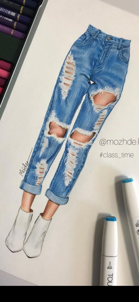 Pant Illustration Fashion Sketches, Jean Illustration Fashion, Jeans Illustration Drawing, Denim Sketch Illustration Fashion, Denim Fashion Illustration Sketches, Denim Outfit Illustration, Denim Jeans Illustration, How To Draw Denim, Drawing Clothes Outfits Sketch Pencil