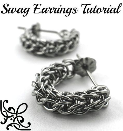 Swag Full Persian Chainmaille Earring Tutorial pdf – Unkamen Supplies Chainmail Earrings, Chainmaille Tutorial, Diy Wire Earrings, Chainmail Jewelry, Earring Kit, Pendant Tutorial, Chainmaille Bracelet, Types Of Earrings, Chain Maille Jewelry