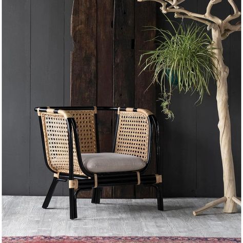 Crafted from Black Bamboo framing and Beige Rattan weave, the Quay Collection is French Colonial inspired with a Modern twist. The construction of each piece of the collection is simple and elegant, taking inspiration from the safari sling chair design, the Quay Lounge Chair offers wide seating. The rattan weave is strung - like a sling - from arm to arm and down the back providing gently swooping contours. The black bamboo framing and beige rattan weave provide an alluring contrast. With a crèm Rattan Lounge Chair, Rattan Weave, French Colonial, Black Bamboo, Colourful Cushions, Bamboo Frame, Sling Chair, Black Lacquer, Club Chairs