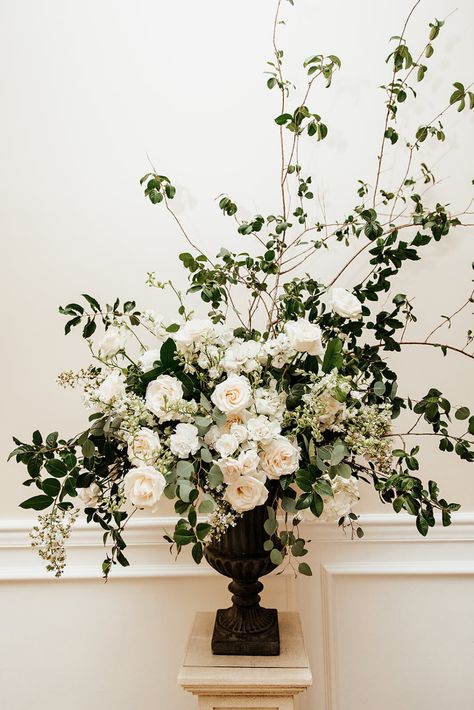 Urn Arrangements, Wedding Floral Arrangements, Flower Urn, White Floral Arrangements, White Flower Arrangements, Large Floral Arrangements, Altar Flowers, Large Flower Arrangements, Garden Urns