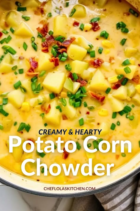 This picture displays Potato Corn Chowder Vegetable Corn Chowder, Potato And Corn Soup, Potato Corn Chowder Soup, Potato Corn Chowder Recipe, Corn Potato Chowder, Potato Chowder Recipes, Corn Chowder Soup, Potato Corn Chowder, Cream Of Potato Soup