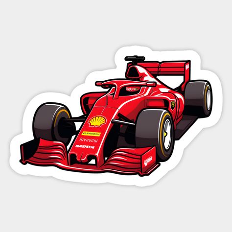 Formula 1 car sticker in red. Great gift for racing fans! #formula1 #car . #Ferrari_Stickers_Printable #Formula_One_Stickers #Formula_1_Sticker #Ferrari_Stickers Ferrari Stickers Printable, Laptop With Stickers, Ferrari Stickers, Cool Stickers For Laptop, Formula 1 Stickers, Formula 1 Logo, Formula 1 Art, Stickers F1, Imprimibles Hot Wheels