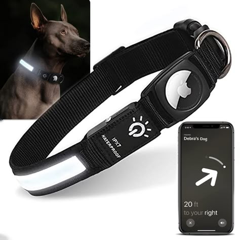 Airtag Pet Collar, Dog Collar Airtag, Gps Dog Collar, Light Up Dog Collar, Air Tag Dog Collar, Dog Gadgets Products, Airtag Dog Collar, Dog Airtag, Apple Tracker