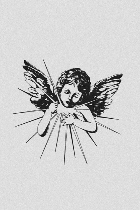 Blackwork Angel Tattoo, Old School Design Graphics, Bicep Tattoos, Tattoo Homme, Cupid Tattoo, Cherub Tattoo, Greek Mythology Tattoos, Tattoo Outline Drawing, Tattoo Inspiration Men