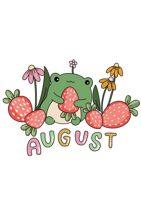 June Calender Drawings, August Clipart Month Of, August Illustration Month, August Drawings, August Lettering, August Journal, Month Drawings, August Doodles, August Journal Ideas