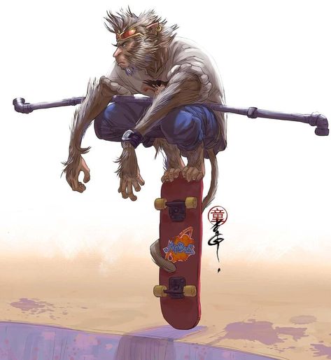 Character Design Challenge, Monkey Art, A Monkey, Monkey King, Wow Art, Skate Park, Cartoon Character Design, Character Design References, Illustration Character Design