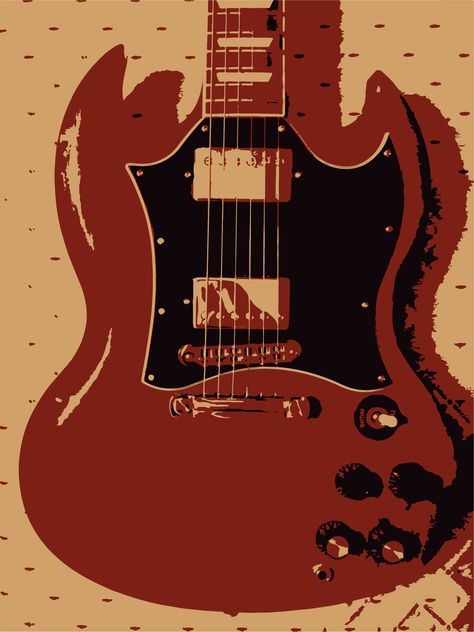 Red Electric Guitar Downtown Aesthetic Wall Prints, Room Poster Vintage, Red Poster Aesthetic Room, Guitar Vintage Poster, Bedroom Red Wall, Guitar Posters Aesthetic, Posters About Music, Graphic Poster Art Music, Dark Red Vintage Aesthetic