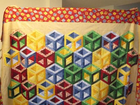 Hollow Cube – One Block Wonder › Quilt with Marci Baker | Quilt with Marci  Baker One Block Wonder Quilt, Learn To Quilt, Tumbling Blocks Quilt, One Block Wonder, Block Quilts, Tumbling Blocks, 3d Quilts, Modern Artists, Quilting Patterns