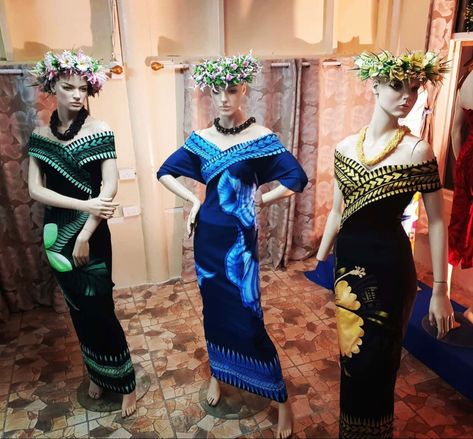 Samoan Puletasi Design Style, Puletaha Designs, Puletasi Styles Samoa, Pacific Island Dress Patterns, Fijian Clothing, Puletasi Designs, Polynesian Dresses, Samoan Puletasi, Tahitian Dress