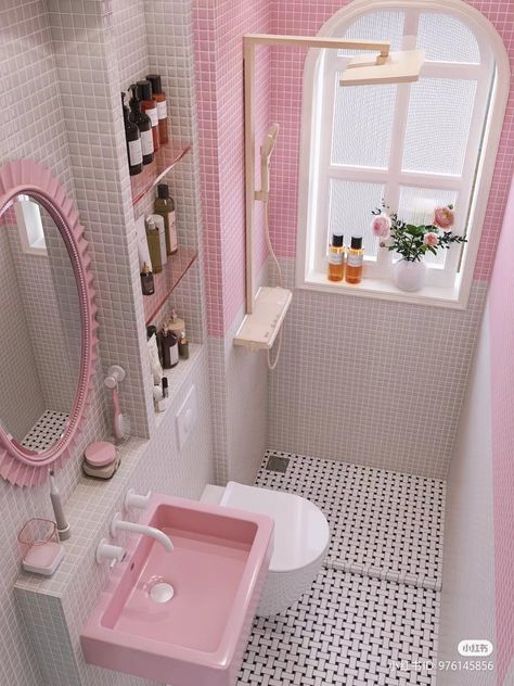 Small Washroom Design, Stylish Room Decor, Pink Bathroom Decor, Washroom Design, Dream Apartment Decor, Cute Bedroom Decor, Bathroom Inspiration Decor, Bathroom Design Luxury, Pink Bathroom