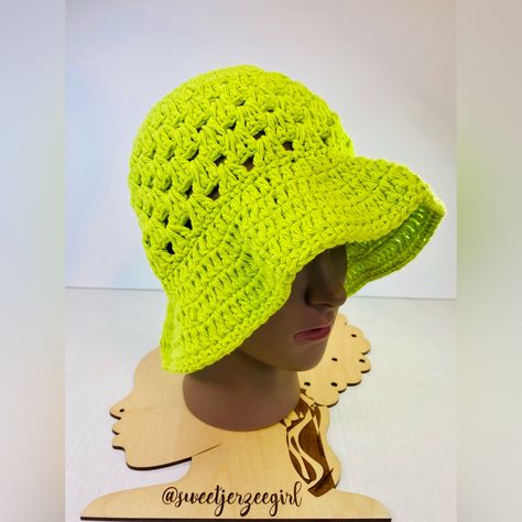 Lime Green Cotton Handmade Granny Stitch Crochet Bucket Hat Condition: New; Ready To Ship Materials: 100% Cotton Color: Lime Green Measurements (Flat Lay) Total Length- 9”; Brim Length- 2.5”, *Modeled On 19.5” Manikin Head Best Fit: Adult S (19”- 20” Head) Description: Granny Stitch Crochet Bucket Hat With Flutter Brim; Machine Washable Or Hand Wash And Lay Flat To Dry; Handmade Granny Stitch Crochet, Manikin Head, Granny Stitch, Crochet Bucket, Crochet Bucket Hat, Stitch Crochet, Green Cotton, Flat Lay, Lime Green