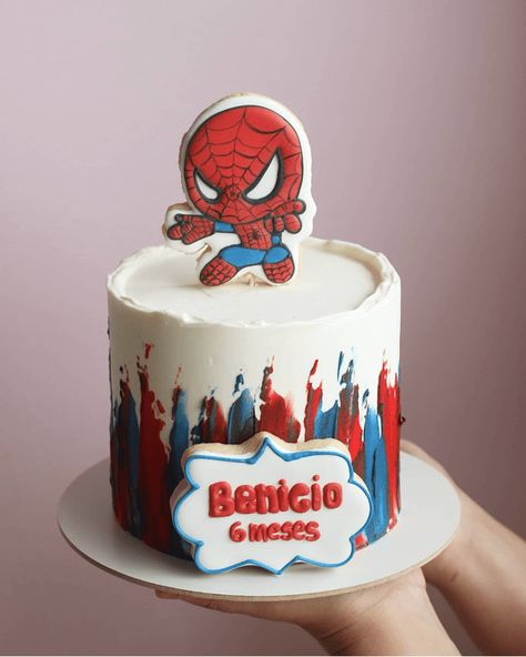 Buttercream Spiderman Cake, Cute Spiderman Cake, Spiderman Birthday Cake Buttercream, Cake Ideas Spiderman, Spiderman Cake Birthday For Kids, Colorful Cake Ideas, Spiderman Cake Design, Spiderman Birthday Cake Ideas, Pastel Spiderman