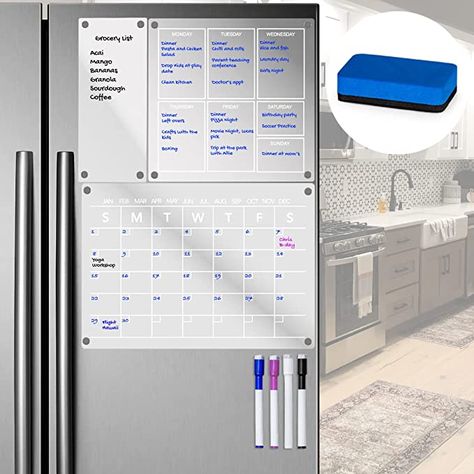 Amazon Fridge, Fridge Calendar, Plan Your Month, Acrylic Calendar, Home Command Center, Amazon Kitchen Must Haves, Fridge Organizer, Whiteboard Calendar, Week Planner