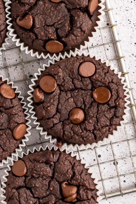 Chocolate Protein Muffins (Vegan, GF, DF) - Hello Spoonful Vegan Chocolate Protein Muffins, Gf Df Protein Muffins, Gf Protein Muffins, High Protein Chocolate Muffins, Vegan Protein Muffins, Protein Muffins Low Carb, Healthy Protein Muffins, Chocolate Protein Muffins, Pumpkin Protein Pancakes