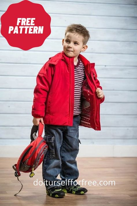 Free Sewing Patterns For Kids, Kids Coat Pattern, Fall Sewing Patterns, Oversized Winter Coat, Boys Winter Jackets, Baby Sewing Patterns Free, Toddler Sewing Patterns, Boys Sewing Patterns, Boy Sewing