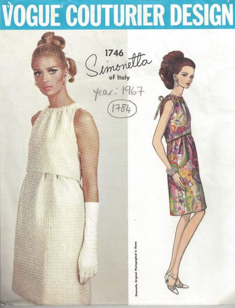 1967 Vintage VOGUE Sewing Pattern B34 DRESS (1784) SIMONETTA of ITALY - The Vintage Pattern Shop Dresses 60s, 1960s Vogue, Paper Carrier Bags, Vintage Vogue Sewing Patterns, 1960s Dresses, Vogue Vintage, Retro Sewing Patterns, Sew In Weave, Scale Pattern