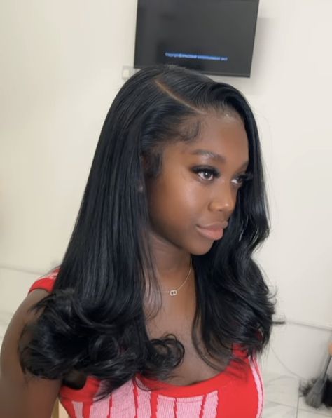 Pressed Natural Hair, Silk Press Natural Hair, Frontal Wig Hairstyles, Sew In Hairstyles, Birthday Hairstyles, Quick Weave Hairstyles, Flat Iron Hair Styles, Dope Hairstyles, Silk Press