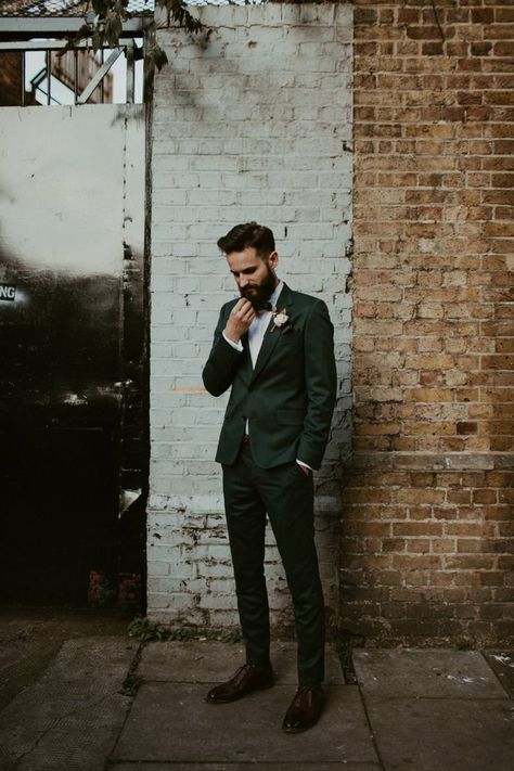 Dark Green Suit, Green Groom, Green Suit Men, Green Wedding Suit, Groom Wedding Attire, Happy Bride, Suit Tie, Wedding Suits Groom, Groomsmen Suits