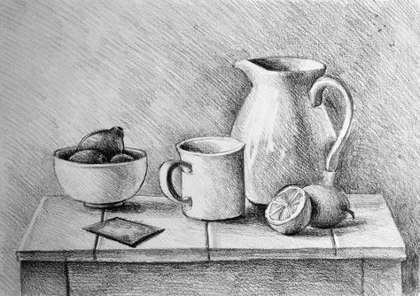 Charcoal Shading, Still Life Pencil Shading, Easy Still Life Drawing, Drawing Topics, Drawing Shading, Live Sketch, Sketch Charcoal, Still Life Sketch, Composition Drawing