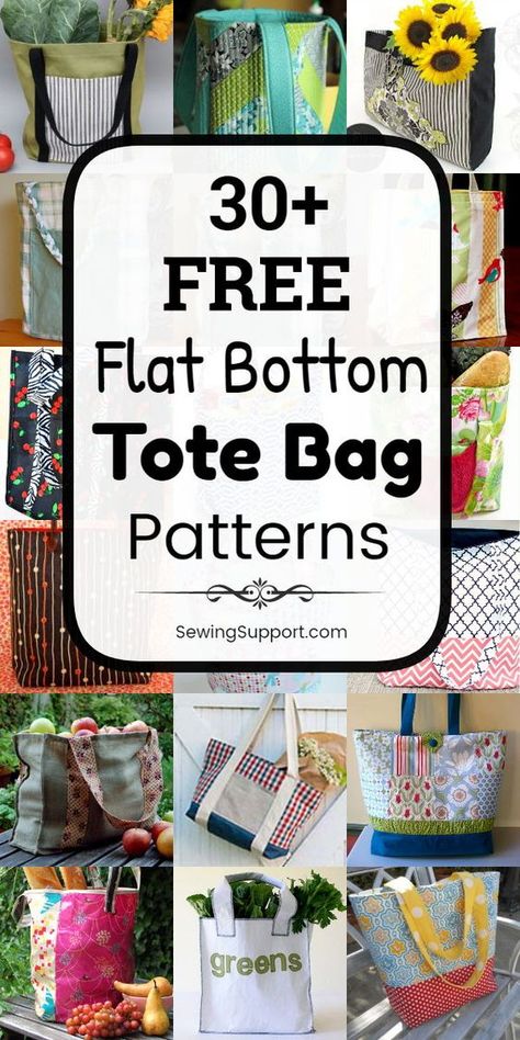 30+ Free Flat Bottom Tote Bag Patterns #jeanbagpatternstosew #jeanbagspatternideasfree #diyjeansbagpattern Free Tote Bag Patterns With Pockets, Square Bottom Tote Bag Pattern, Flat Bottom Bag Sewing Pattern, Jeans Bags Ideas Sewing Patterns, Flat Bottom Tote Bag Pattern, Tote Bag Sewing Patterns, Easy Tote Bag Pattern Free, Vera Bradley Tote Bags Patterns, Jeans Bag Diy