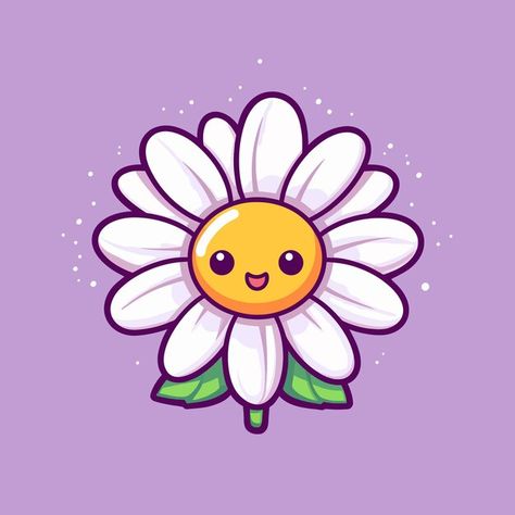 Cartoon Daisy, Pinterest Design, Chamomile Flowers, Psd Icon, A Cartoon, Vector Photo, Daisy Flower, Smiley Face, A Flower