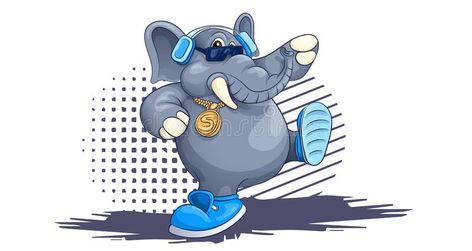 Rnb Style, Dancing Elephant, Elephant Cartoon, Pogo Stick, Happy Elephant, Elephant Illustration, Colorful Artwork, Styled Stock, Cartoon Style