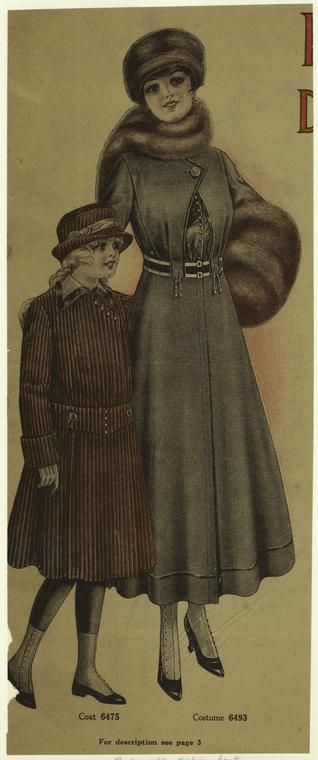 [Woman and girl in winter clothing, 1915.] Fashion 1910, Mod 60s, Olden Days, Edwardian Fashion, New York Public Library, Winter Clothing, Glam Rock, Downton Abbey, Belle Epoque