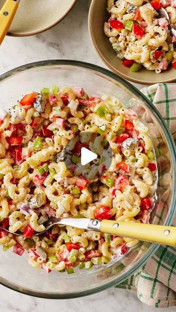 Jeanine Donofrio on Instagram: "If you’re the kind of person to head straight for the pasta salad at a summer cookout, this macaroni salad is for you ☀️   Made with creamy dressing, crunchy veggies, and tangy dill pickles, this easy side dish is guaranteed to be a crowd pleaser!  Ingredients * 8 ounces dry elbow macaroni noodles * Extra-virgin olive oil, for drizzling * 1 red bell pepper, stemmed, seeded, and diced * 2 celery stalks, diced * ½ cup diced dill pickles * ⅓ cup diced red onion  For the dressing * ¾ cup mayonnaise * 3 tablespoons dill pickle juice * 1 tablespoon distilled white vinegar * 1 tablespoon sugar * 2 teaspoons Dijon mustard * 2 garlic cloves, grated * ¼ teaspoon sea salt * Freshly ground black pepper  Instructions * Bring a large pot of salted water to a boil. Prepare Dill Pickle Juice, Macaroni Noodles, Crunchy Veggies, Dry Elbows, Summer Cookout, Creamy Dressing, Dill Pickles, Easy Side Dish, Summer Cookouts