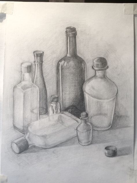 Grafica Baby Life Hacks, Pencil Shading, Nature Drawing, Gcse Art, Still Life Art, Hippie Art, Baby Life, Illustration Artwork, Glass Bottles