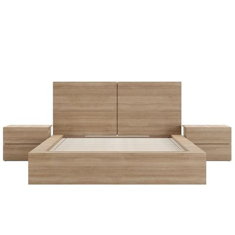 James 4-Piece Bedroom Set with Bed, Headboard, and 2 Nightstands - Bed Bath & Beyond - 39896430 Japandi Bedroom Ideas, Elegant Headboard, Queen Sized Bedroom Sets, Cozy Bedroom Design, Queen Sized Bedroom, Queen Size Platform Bed, Bedroom Decor Cozy, Bed Headboard, Modern Bedroom Decor