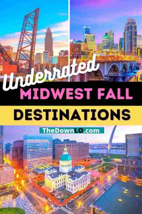 Underrated Midwest Fall Destinations. The best weekend getaways in the midwest and the best road trips around the Midwest for families, couples and fun. Beaches, cities and underrated travel destinations. #midwest #usa #travel Best Midwest Family Vacations, Midwest Bachelorette Party Destinations, Midwest Girls Weekend, Midwest Weekend Getaways, Midwest Fall, Fall Destinations, Midwest Vacations, Midwest Road Trip, Underrated Travel Destinations