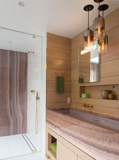 modern bathroom pendant lighting Backsplash Powder Room, Bathroom Ideas Timeless, Onyx Bathroom Ideas, Onyx Vanity, Best Bathrooms, Timber Bathroom, Contemporary Powder Room, White Vessel Sink, Modern Bathroom Ideas