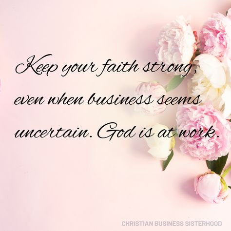 ✨ Keep your faith strong, even when business seems uncertain. God is at work. 🙏

In those challenging moments, remember that uncertainty is part of the journey. Trust that God is working behind the scenes, guiding you through every step. When we remain faithful, even during tough times, we grow stronger, wiser, and closer to the purpose He has for us. Stay encouraged—He’s got a plan for your business. 💪✨

#FaithInBusiness #ServeWithPurpose #BusinessWithHeart #christianbusinesssisterhood Christian Business Quotes, Stay Encouraged, God Is Working, Christian Business, Grow Strong, Tough Times, Business Quotes, God Is, The Journey