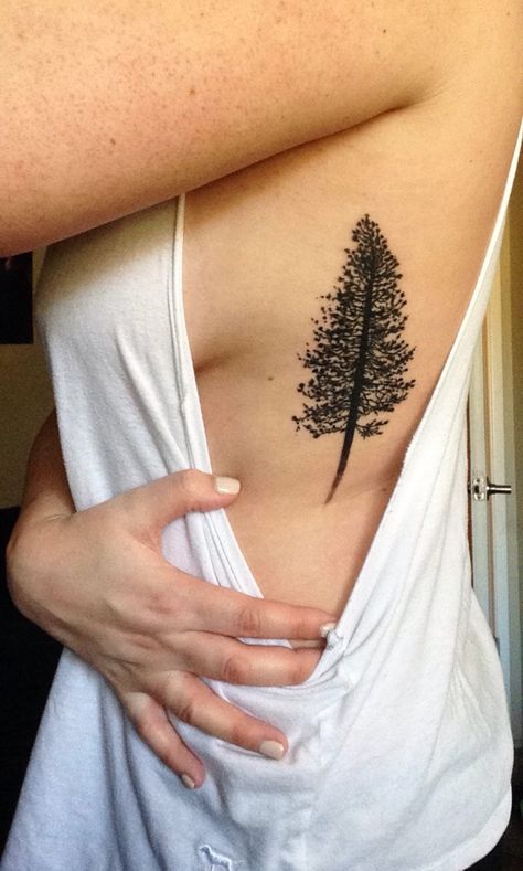 Pine tree tattoo on my side/rib cage Tree Tattoo Wrist, Tree Tattoo Side, Tattoo Locations, Tattoo Ribs, Pine Tattoo, Tattoos On Side Ribs, Tattoo Tree, Rib Tattoos For Women, Tree Tattoos